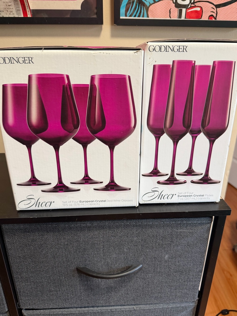 Godinger Sheer Fuchsia Crystal Wine & Champagne Glass Set